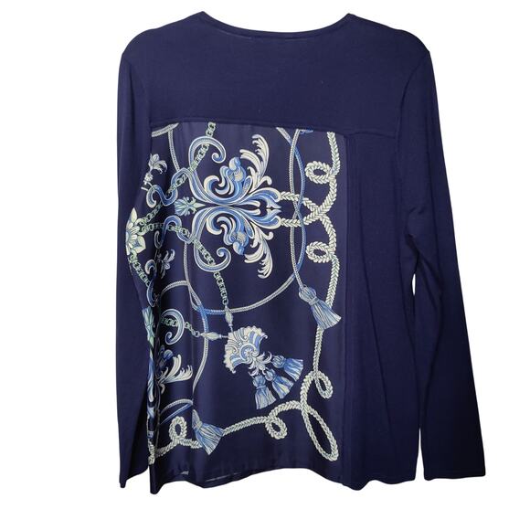 J. McLaughlin Womens Sz M Blue Silk Cashmere Pullover Sweater Baroque - Picture 5 of 5